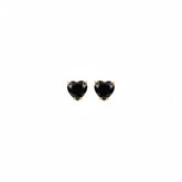 Black Heart Crystal Stud Earrings- B683