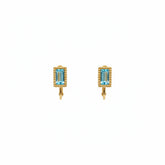 Blue Crystal Rectangle Gold Earrings- B631