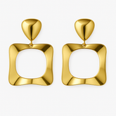 Bold Geometric Gold Drop Earrings - B400