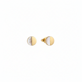 Dual-Tone Half Moon Stud Earrings - B692