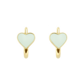 Golden Mint Heart Hoop Earrings - B367