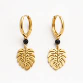 Golden Leaf Drop Earrings - B365