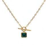 Emerald Square Gold Necklace - B575