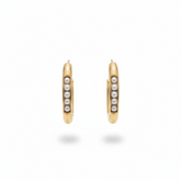 Gold Hoop Earrings with Pearl Inlay - B696