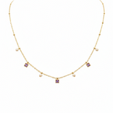 Golden Amethyst Pearl Necklace- B552