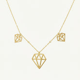 Golden Diamond Charm Necklace - B221