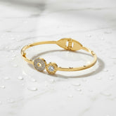 Golden Dual Circle Sparkle Bracelet - B052