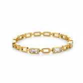 Golden Emerald-Cut Stone Bracelet - B053
