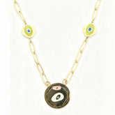 Golden Evil Eye Charm Necklace - B291