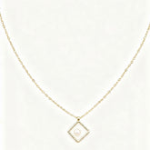 Golden Frame Pearl Necklace - B144