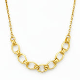 Golden Geometric Link Necklace - B203