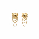 Golden Heart Chain Earrings - B636
