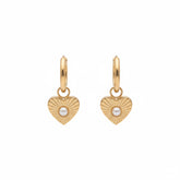 Golden Heart Pearl Drop Earrings - B656