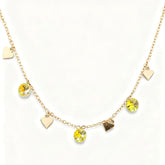 Golden Heart & Crystal Charm Necklace - B240