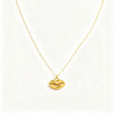 Golden Lips Pendant Necklace - B213