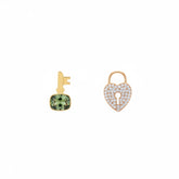 Golden Lock & Key Mismatch Earrings - B707