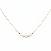 Golden Pearl Cascade Necklace - B226