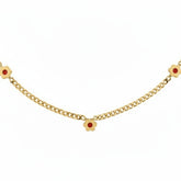 Golden Red Floral Charm Necklace - B225
