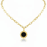Golden Roman Edge Pendant Necklace - B224