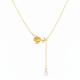 Golden Rose Pearl Pendant Necklace - B212