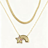 Golden Shooting Star Rainbow Necklace - B294