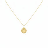 Golden Sunburst Medallion Necklace - B158