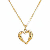 Golden Textured Heart Necklace - B214