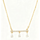 Golden Triple Drop Bar Necklace - B249