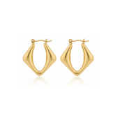 Golden V-Shape Hoop Earrings - B340
