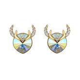 Golden Antler Crystal Earrings - B323
