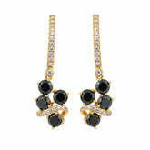Golden Black Stone Drop Earrings - B304