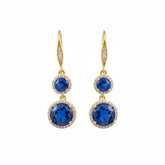 Golden Crystal Blue Drop Earrings - B312