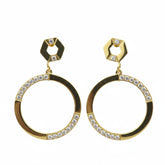Golden Crystal Circle Earrings - B332