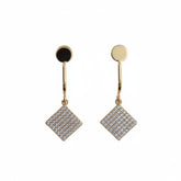 Golden Crystal Square Drop Earrings - B333