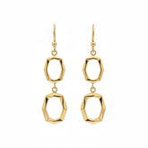 Golden Double Hexa Drop Earrings - B381