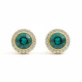 Golden Emerald Crystal Stud Earrings - B316