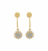 Golden Floral Crystal Drop Earrings - B318