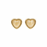 Golden Heart Stone Stud Earrings- B681