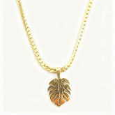 Golden Leaf Pendant Necklace - B290