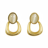 Golden Oval Drop Earrings - B310