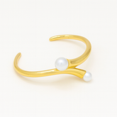 Golden Pearl-End Open Bracelet - B014