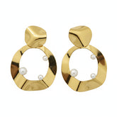 Golden Pearl Statement Earrings - B324