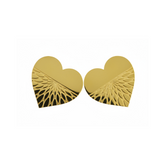 Golden Radiant Heart Earrings - B408