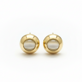 Golden Round Glossy Earrings - B355
