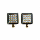Golden Square Crystal Stud Earrings - B308