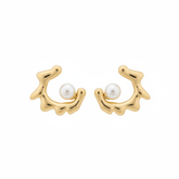 Golden Wave Pearl Earrings - B394