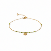 Green Stone Floral Charm Bracelet - B489