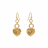 Hammered Heart Drop Earrings - B642