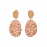 Hammered Rose Gold Drop Earrings - B704