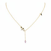 Golden Butterfly & Bow Charm Necklace B114